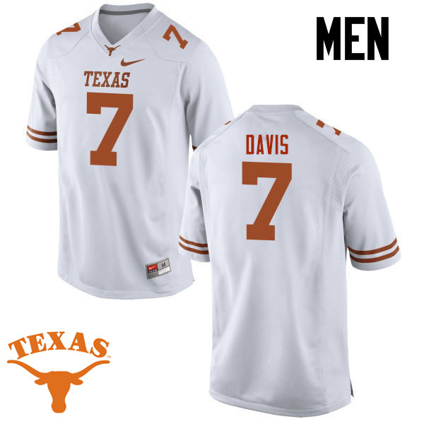 Men #7 Antwuan Davis Texas Longhorns College Football Jerseys-White